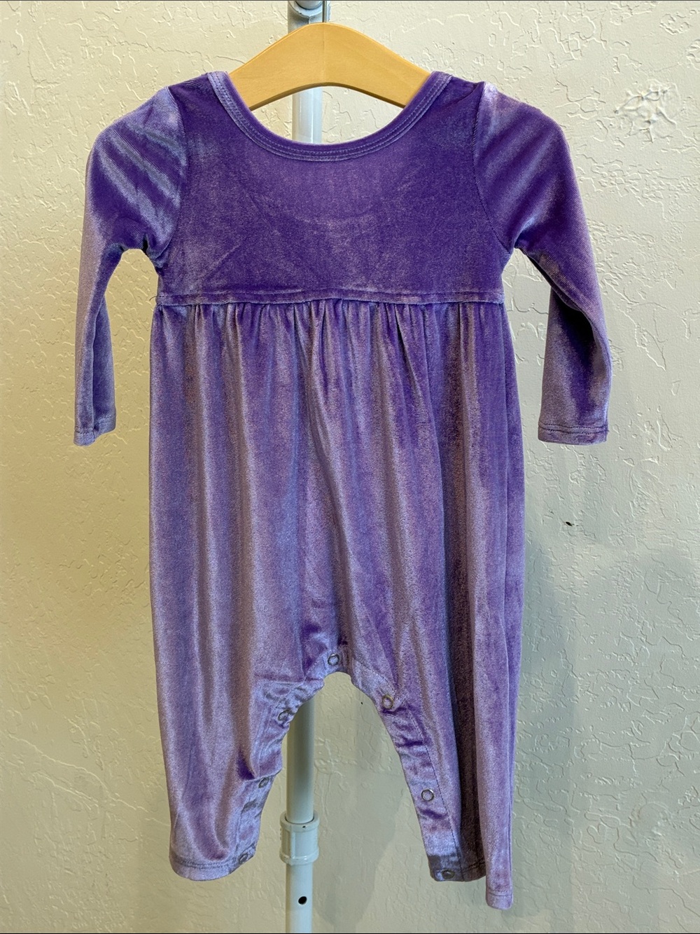 Pink Chicken Lavender Velvet Long-Sleeve Baby One-Piece